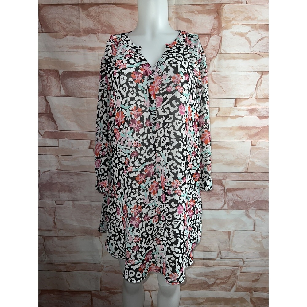 Jessica London 3/4 Sleeves sz 22W floral Lt weight Sheer‎